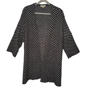 Charlie Paige Black & White Chevron Open Cardigan